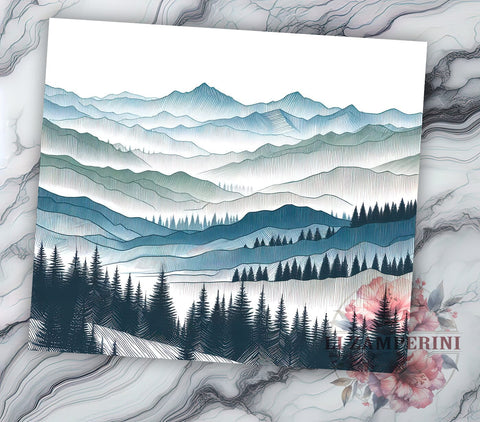 Rustic Pine Trees 20oz Tumbler Wrap PNG, Vintage Retro Pine Trees Tumbler PNG Sublimation Design, Straight & Tapered Tumbler Wrap, Instant Digital Download Sublimation Li Zamperini 