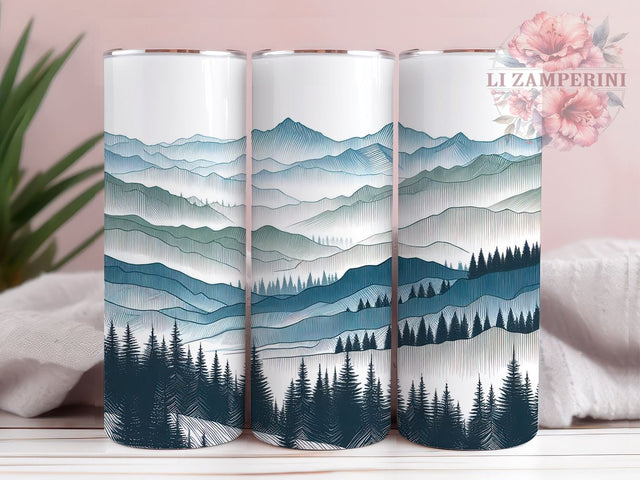 Rustic Pine Trees 20oz Tumbler Wrap PNG, Vintage Retro Pine Trees Tumbler PNG Sublimation Design, Straight & Tapered Tumbler Wrap, Instant Digital Download Sublimation Li Zamperini 