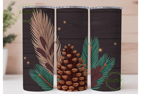 Rustic Pinecone 20oz Tumbler Wrap Sublimation PixelChick 