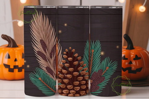 Rustic Pinecone 20oz Tumbler Wrap Sublimation PixelChick 
