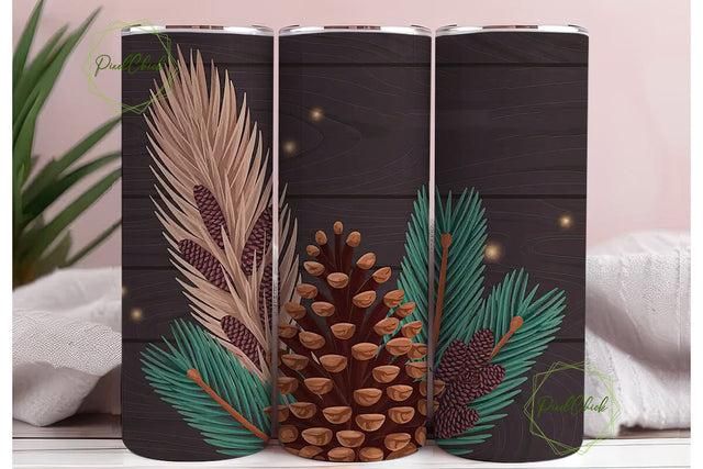 Rustic Pinecone 20oz Tumbler Wrap Sublimation PixelChick 