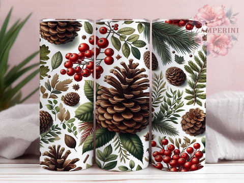 Rustic Pinecone Christmas Tumbler Wrap, Pinecone Design, 20oz Sublimation, Holiday Decor Tumbler, Rustic Christmas Art, Winter Tumbler Design, Nature Inspired Drinkware Sublimation Li Zamperini 