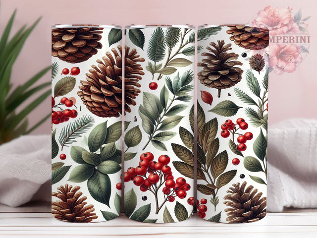 Rustic Pinecone Christmas Tumbler Wrap, Pinecone Design, 20oz Sublimation, Holiday Decor Tumbler, Rustic Christmas Art, Winter Tumbler Design, Nature Inspired Drinkware Sublimation Li Zamperini 