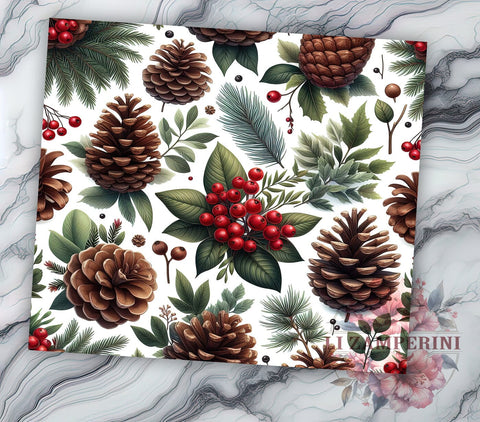 Rustic Pinecone Christmas Tumbler Wrap, Pinecone Design, 20oz Sublimation, Holiday Decor Tumbler, Rustic Christmas Art, Winter Tumbler Design, Nature Inspired Drinkware Sublimation Li Zamperini 
