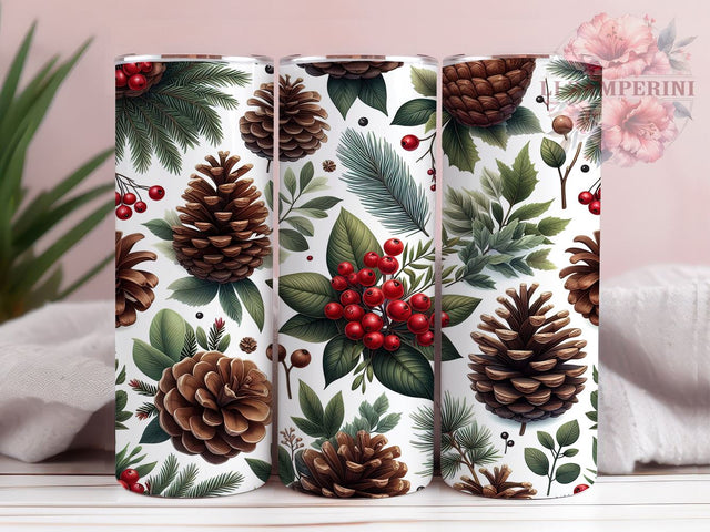 Rustic Pinecone Christmas Tumbler Wrap, Pinecone Design, 20oz Sublimation, Holiday Decor Tumbler, Rustic Christmas Art, Winter Tumbler Design, Nature Inspired Drinkware Sublimation Li Zamperini 