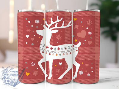 Rustic Plaid Christmas Reindeer Tumbler, Plaid Holiday Wrap, Festive Deer Sublimation, Cozy Winter Cup, 20Oz Skinny Tumbler Wrap, Rustic Reindeer Mug, Buffalo Plaid Christmas Design Sublimation ToriDesigns 