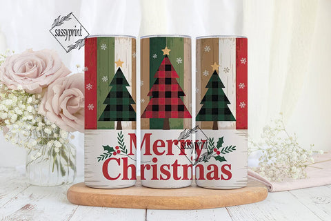 Rustic Plaid Christmas Tumbler Wrap Sublimation sassyprint 