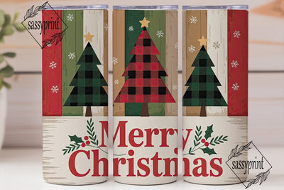 Rustic Plaid Christmas Tumbler Wrap Sublimation sassyprint 
