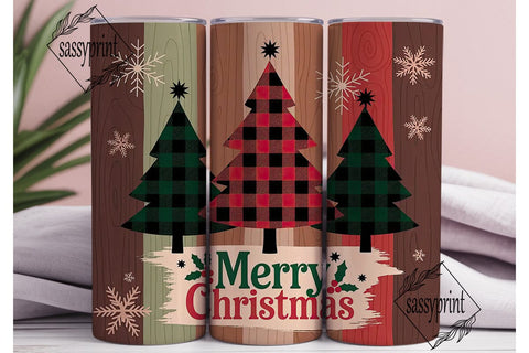 Rustic Plaid Christmas Tumbler Wrap Sublimation sassyprint 