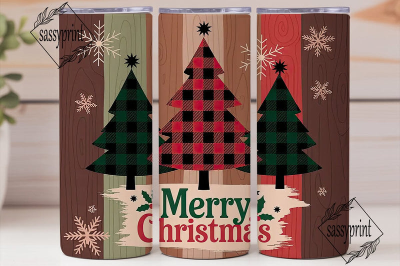 Rustic Plaid Christmas Tumbler Wrap Sublimation sassyprint 