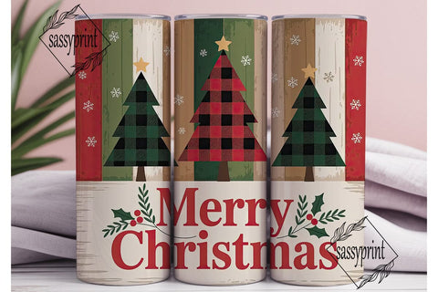 Rustic Plaid Christmas Tumbler Wrap Sublimation sassyprint 