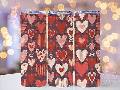 Rustic Plaid Heart Tumbler, Red Plaid, Button Detail, Romantic Pattern, Cozy Rustic Style, Festive Wrap, Cute Design, 20Oz Tumbler, Sublimation Sublimation SvggirlplusArt 