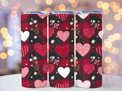 Rustic Plaid Heart Tumbler, Red Plaid, Button Detail, Romantic Pattern, Cozy Rustic Style, Festive Wrap, Cute Design, 20Oz Tumbler, Sublimation Sublimation SvggirlplusArt 