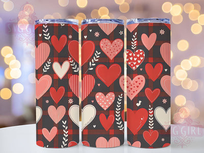 Rustic Plaid Heart Tumbler, Red Plaid, Button Detail, Romantic Pattern, Cozy Rustic Style, Festive Wrap, Cute Design, 20Oz Tumbler, Sublimation Sublimation SvggirlplusArt 