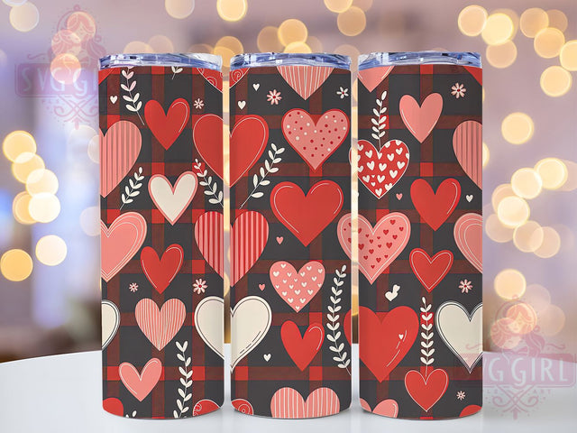 Rustic Plaid Heart Tumbler, Red Plaid, Button Detail, Romantic Pattern, Cozy Rustic Style, Festive Wrap, Cute Design, 20Oz Tumbler, Sublimation Sublimation SvggirlplusArt 