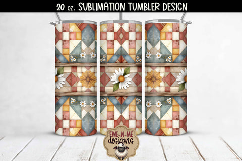 Rustic Quilts Tumbler Sublimation Bundle - 20oz Sublimation Tumbler PNG Sublimation Ewe-N-Me Designs 