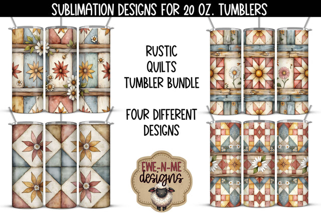 Rustic Quilts Tumbler Sublimation Bundle - 20oz Sublimation Tumbler PNG Sublimation Ewe-N-Me Designs 