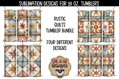Rustic Quilts Tumbler Sublimation Bundle - 20oz Sublimation Tumbler PNG Sublimation Ewe-N-Me Designs 