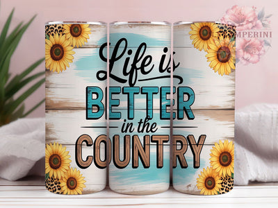Rustic & Radiant Country Life Tumbler, Sunflower PNG Design, Rustic Tumbler Sublimation, 20oz Farmhouse Tumbler Wrap, Life In The Country PNG, Western Sunflower Tumbler Sublimation Li Zamperini 