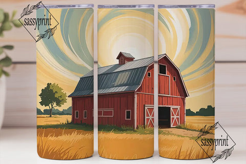 Rustic Red Barn 20oz Tumbler Wrap Sublimation sassyprint 