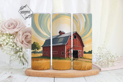 Rustic Red Barn 20oz Tumbler Wrap Sublimation sassyprint 