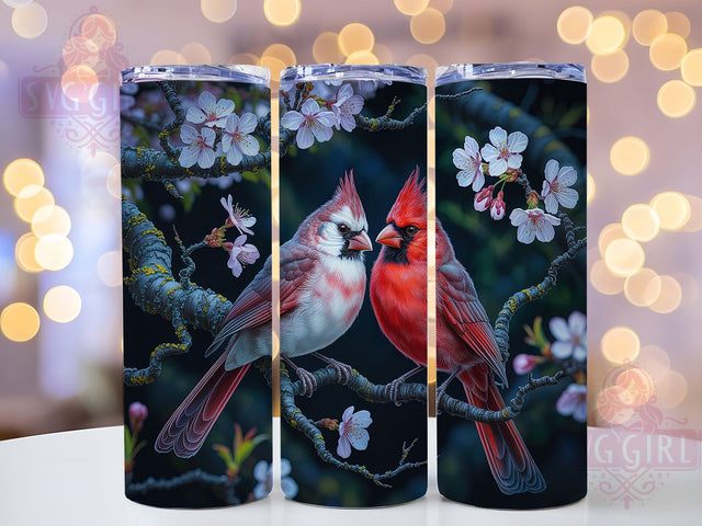 Rustic Red Cardinal Tumbler, Bird Art, Nature Theme, Elegant Style, Rustic Pattern, 20Oz Tumbler, Sublimation Wrap Sublimation SvggirlplusArt 
