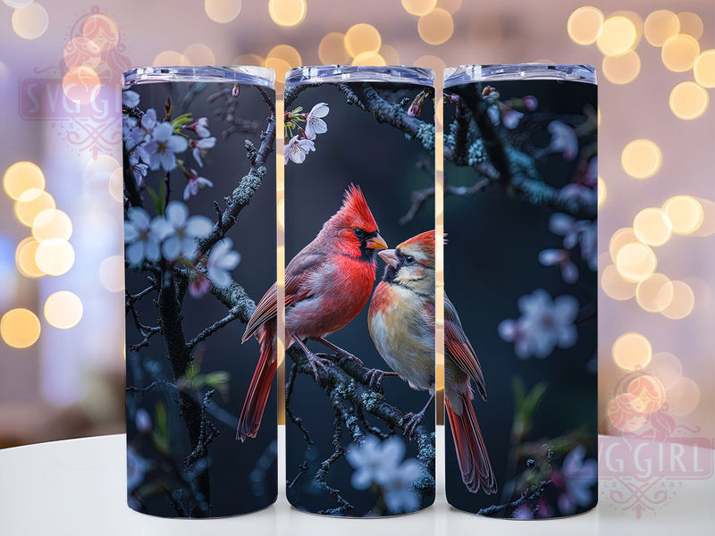 Rustic Red Cardinal Tumbler, Bird Art, Nature Theme, Elegant Style, Rustic Pattern, 20Oz Tumbler, Sublimation Wrap Sublimation SvggirlplusArt 