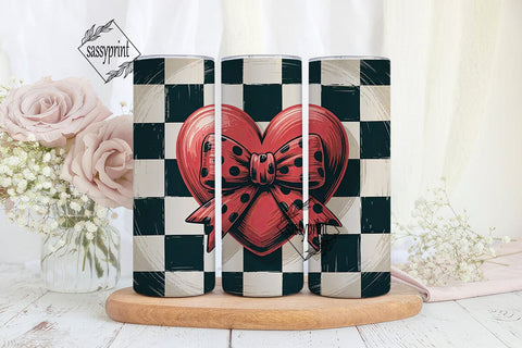 Rustic Red Heart 20oz Tumbler Wrap Sublimation sassyprint 