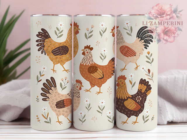 Rustic Retro Farmhouse Chicken Tumbler, Retro Chicken Tumbler, Rustic Chicken Wrap, Whimsical Chicken Wrap, Country Chicken Wrap, Sublimation Design, Trendy Gift Idea Sublimation Li Zamperini 