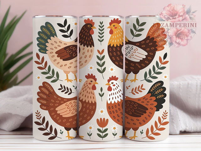 Rustic Retro Farmhouse Chicken Tumbler, Retro Chicken Tumbler, Rustic Chicken Wrap, Whimsical Chicken Wrap, Country Chicken Wrap, Sublimation Design, Trendy Gift Idea Sublimation Li Zamperini 