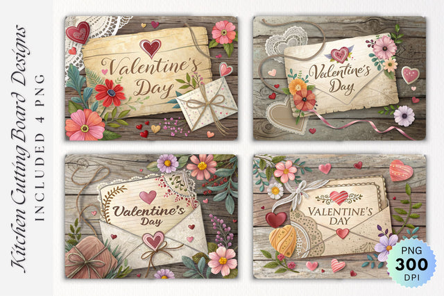 Rustic Romance Valentine s Letter on a Cutting Board Sublimation Regulrcrative 