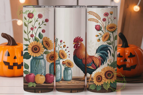 Rustic Rooster 20oz Tumbler Design Sublimation PixelChick 