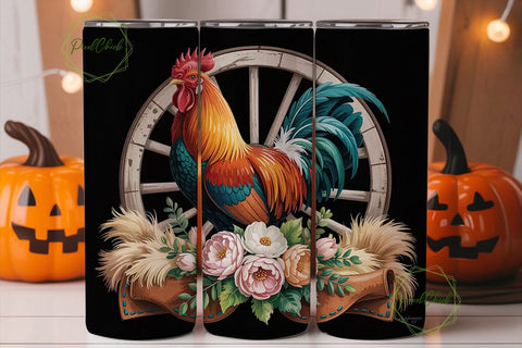 Rustic Rooster 20oz Tumbler Wrap Sublimation PixelChick 