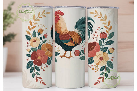 Rustic Rooster 20oz Tumbler Wrap Sublimation PixelChick 