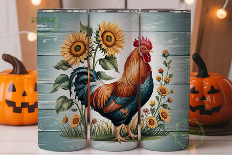 Rustic Rooster 20oz Tumbler Wrap Sublimation PixelChick 