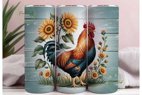 Rustic Rooster 20oz Tumbler Wrap Sublimation PixelChick 