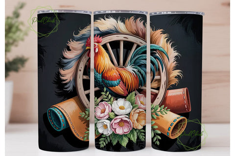Rustic Rooster 20oz Tumbler Wrap Sublimation PixelChick 