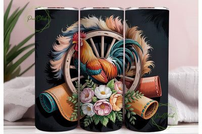 Rustic Rooster 20oz Tumbler Wrap Sublimation PixelChick 