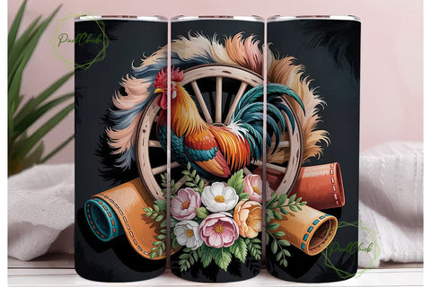 Rustic Rooster 20oz Tumbler Wrap Sublimation PixelChick 
