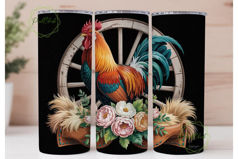 Rustic Rooster 20oz Tumbler Wrap Sublimation PixelChick 