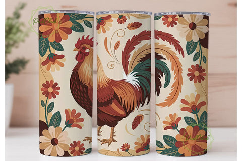 Rustic Rooster 20oz Tumbler Wrap Sublimation PixelChick 