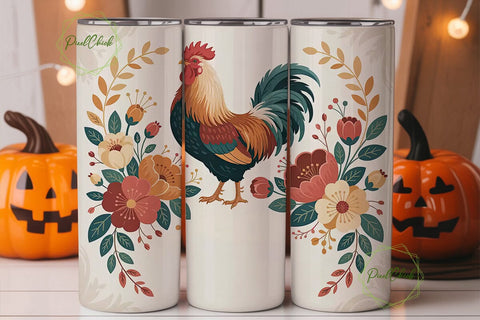 Rustic Rooster 20oz Tumbler Wrap Sublimation PixelChick 