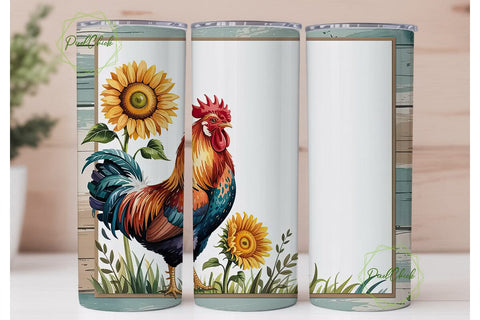 Rustic Rooster 20oz Tumbler Wrap Sublimation PixelChick 