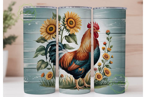 Rustic Rooster 20oz Tumbler Wrap Sublimation PixelChick 