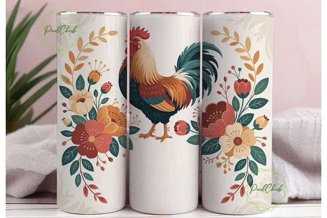 Rustic Rooster 20oz Tumbler Wrap Sublimation PixelChick 