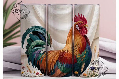 Rustic Rooster 20oz Tumbler Wrap Sublimation sassyprint 