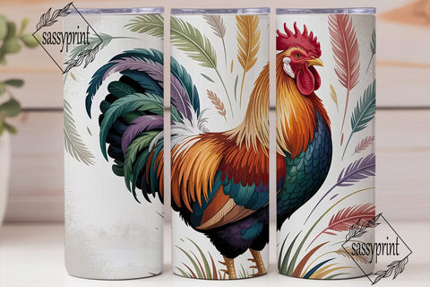 Rustic Rooster 20oz Tumbler Wrap Sublimation sassyprint 