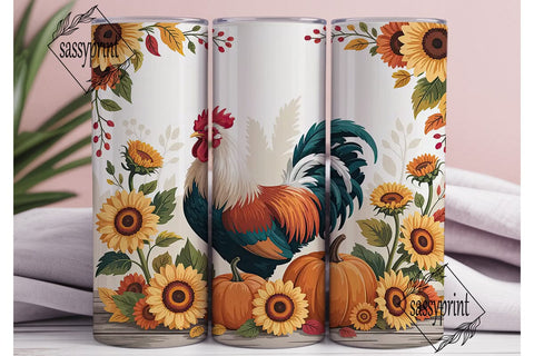 Rustic Rooster Autumn 20oz Tumbler Wrap Sublimation sassyprint 