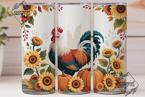Rustic Rooster Autumn 20oz Tumbler Wrap Sublimation sassyprint 