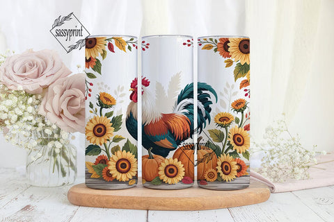 Rustic Rooster Autumn 20oz Tumbler Wrap Sublimation sassyprint 